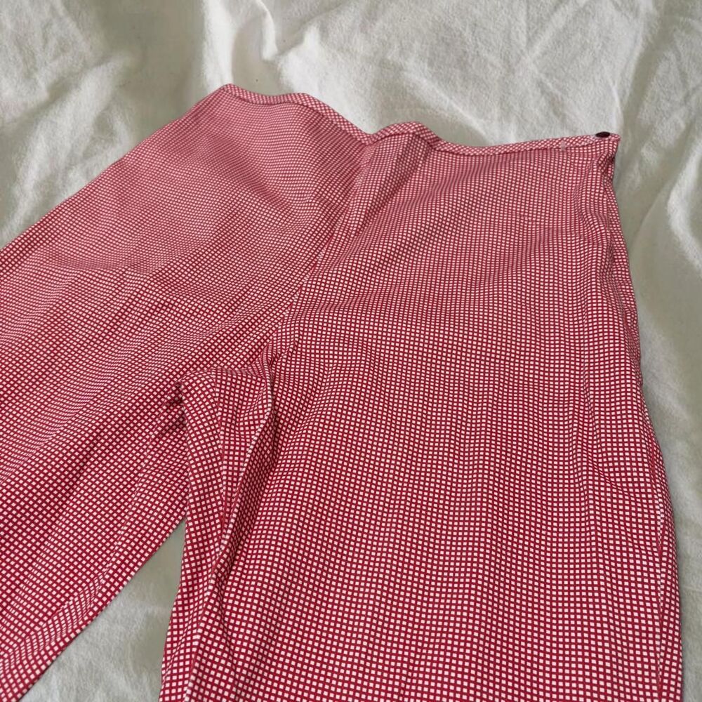 Cottage Coquette Farmcore Americana Gingham Feminine Cotton Blend Cropped Pants - Picture 3 of 7